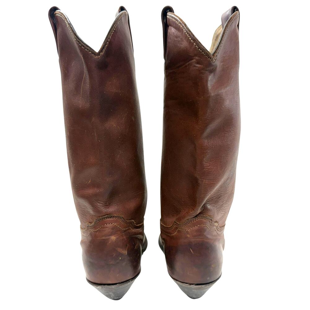 Western Cowboy Boots‎ Women Size 6M Brown Leather USA Mid Calf Pointed Toe - Picture 5 of 10